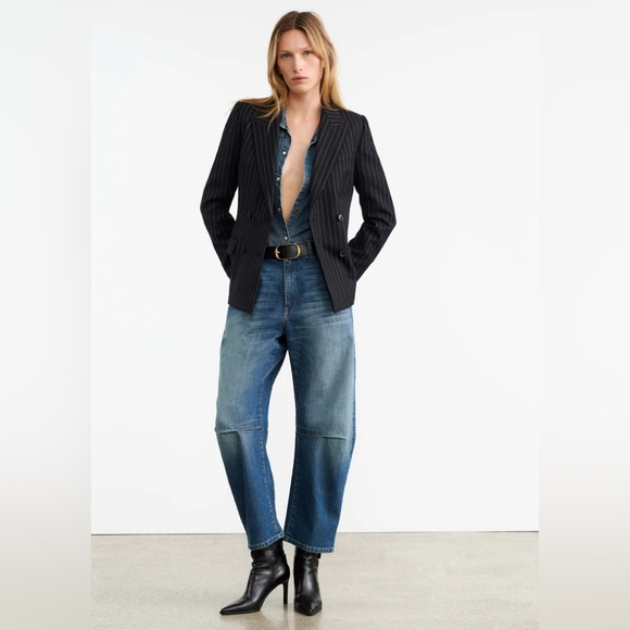 Nili Lotan Emerson Barrel Jean SZ 27 Classic Wash Blue - Picture 7 of 11